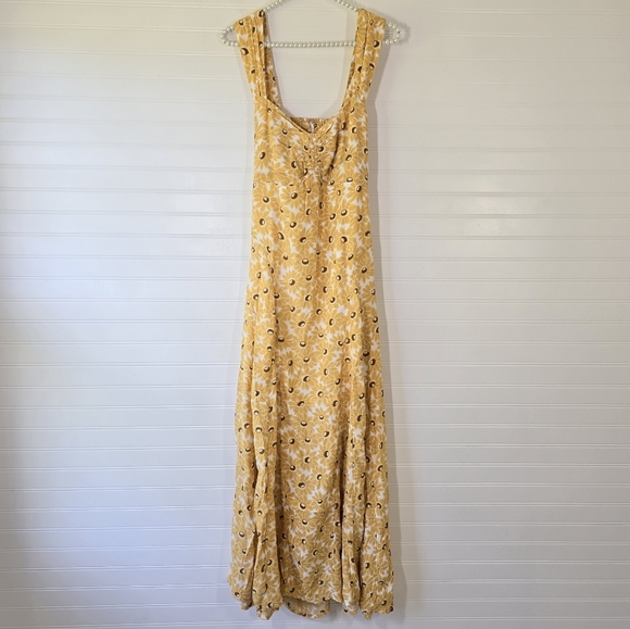 New Free People Rosalee Midi Sun Dress Medium Yellow Sundress - Picture 2 of 7